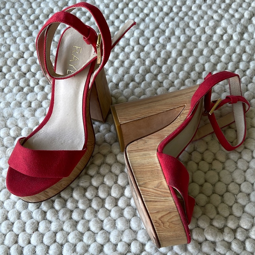 Red Canvas Platform Heels from RAYE
